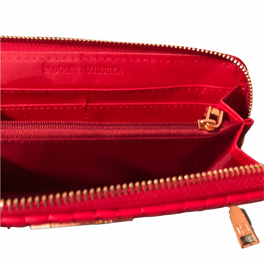 Red Braid Quilting Long Wallet / Credit Card Holder BADGLEY MISCHKA STUDIO - Picture 9 of 10